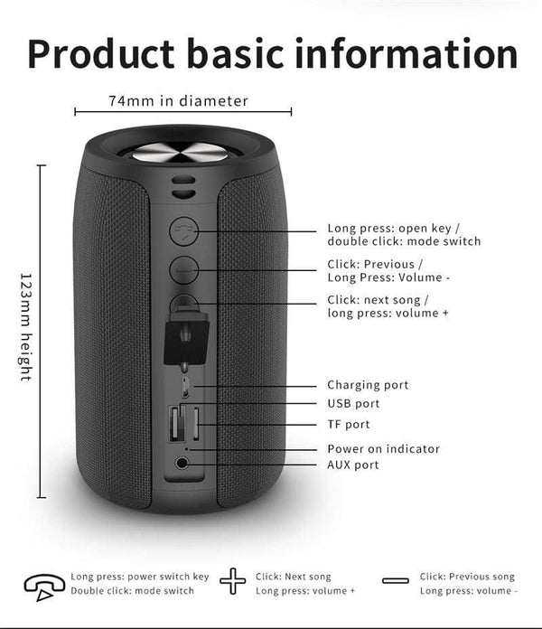 Planet Gates ZEALOT S32 Wireless Bluetooth Speaker Mini Portable HIFI Subwoofer Speaker with fm Radio Column Support TF, TWS, USB Flash Drive