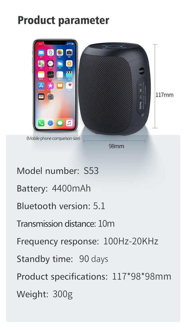 Planet Gates Zealot S53 Portable Wireless Speaker Bluetooth Column Waterproof HIFI Lossless Sound Quality Stereo Subwoofer Loudspeaker