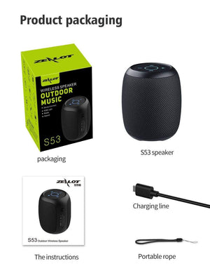Planet Gates Zealot S53 Portable Wireless Speaker Bluetooth Column Waterproof HIFI Lossless Sound Quality Stereo Subwoofer Loudspeaker