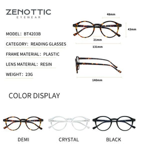 Planet Gates ZENOTTIC Round Frame Reading Glasses For Men Women Computer Optical Eyeglasses Hyperopia Anti Blue Light Reading Glasses Eyewear
