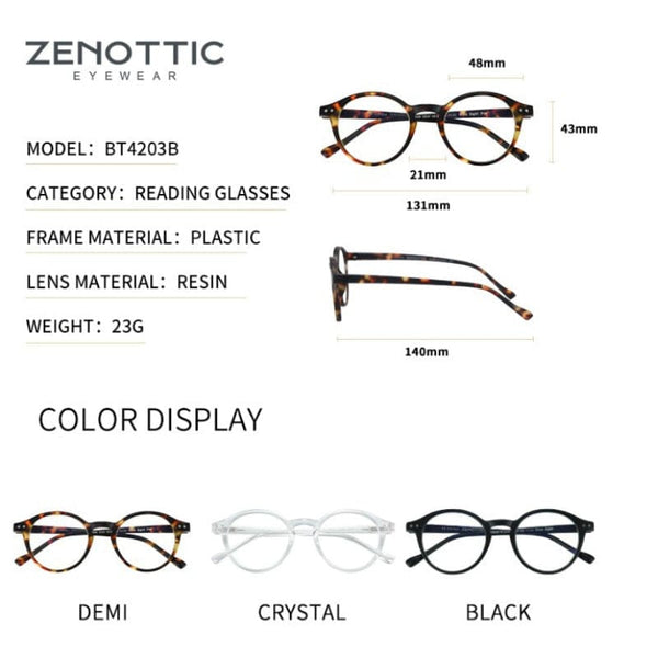 Planet Gates ZENOTTIC Round Frame Reading Glasses For Men Women Computer Optical Eyeglasses Hyperopia Anti Blue Light Reading Glasses Eyewear
