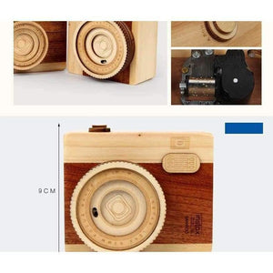 Planet Gates zheng fang xing Wooden classic clockwork cute camera modeling music box toys adult children's birthday gifts