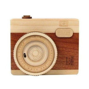 Planet Gates zheng fang xing Wooden classic clockwork cute camera modeling music box toys adult children's birthday gifts