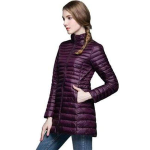 Womens Long Coat Winter New White Duck Down 90% Size S- 4Xl Slim And Elegant Female Ultra-Lightweight Down Jacket - Zi Hong / S