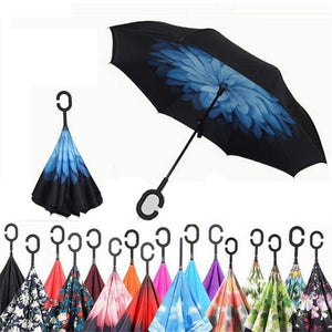 Planet Gates zizihua Reverse Umbrella Double Layer Inverted Windproof Rain Car Umbrellas For Women S1004