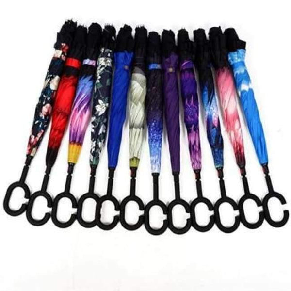 Planet Gates zizihua Reverse Umbrella Double Layer Inverted Windproof Rain Car Umbrellas For Women S1004