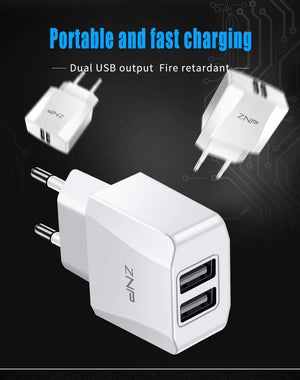 Planet Gates ZNP 2 Port USB Charger Mobile Phone USB Charger Fast Charging Wall Charger For iPhone Samsung Xiaomi 2.1A Max Charger