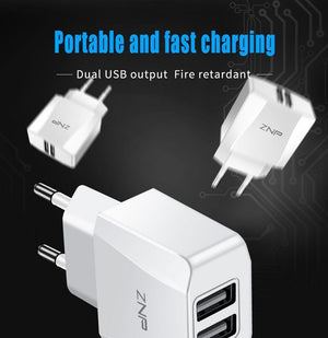 Planet Gates ZNP 2 Ports USB Charger For iPhone X 8 7 iPad Fast Wall Charger EU Adapter For Samsung S9 Xiaomi Mi 8 Mobile Phone Charger