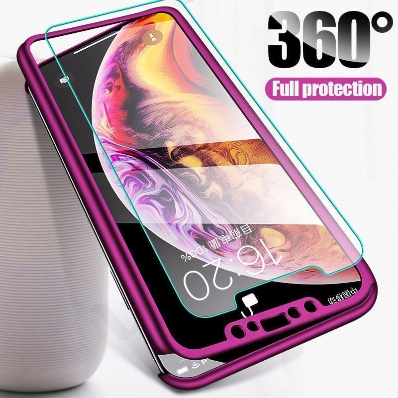 Planet Gates ZNP 360 Degree Shockproof Case For iPhone X XR XS Max 8 7 6 6s Plus Full Cover Phone Case For iphone 6 6s 7 8 Cases With Glass