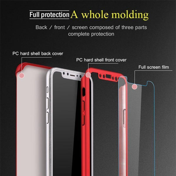 Planet Gates ZNP 360 Degree Shockproof Case For iPhone X XR XS Max 8 7 6 6s Plus Full Cover Phone Case For iphone 6 6s 7 8 Cases With Glass