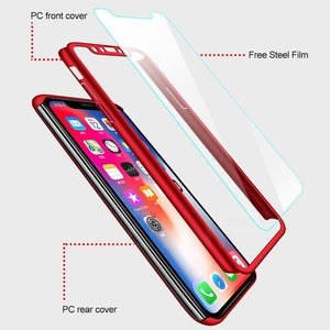 Planet Gates ZNP 360 Full Cover Phone Case For iPhone X 8 6 6s 7 Plus 5 5s SE PC Protective Cover For iPhone XS Max XR Case Cover With Glass