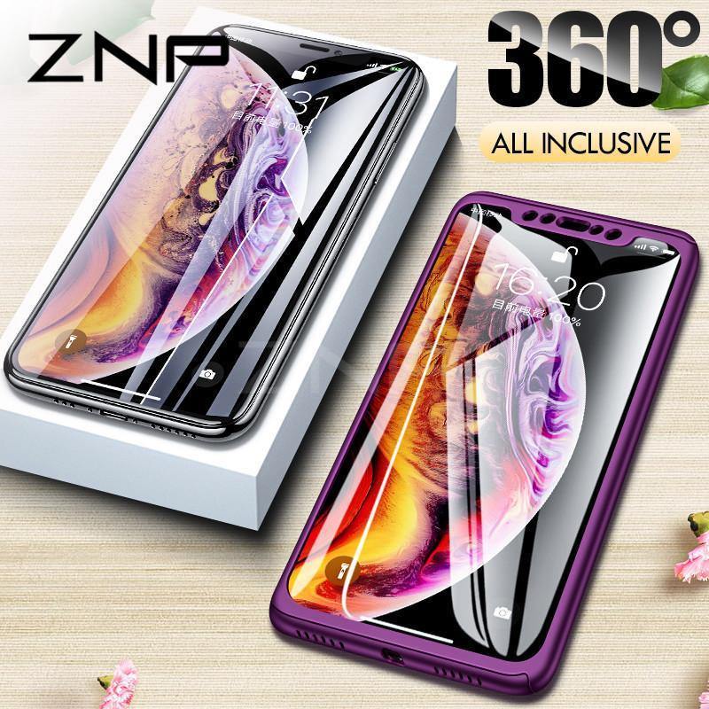 Planet Gates ZNP 360 Full Cover Phone Case For iPhone X 8 6 6s 7 Plus 5 5s SE PC Protective Cover For iPhone XS Max XR Case Cover With Glass