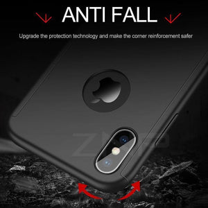 Planet Gates ZNP 360 Full Cover Phone Case For iPhone X 8 6 6s 7 Plus 5 5s SE PC Protective Cover For iPhone XS Max XR Case Cover With Glass