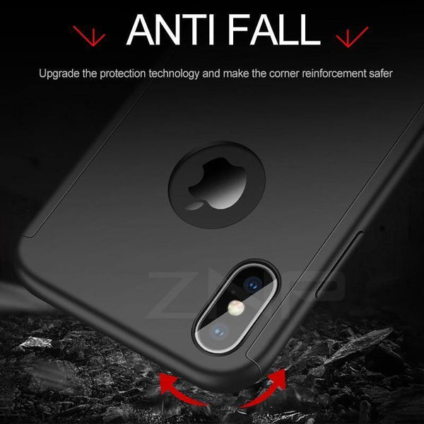 Planet Gates ZNP 360 Full Cover Phone Case For iPhone X 8 6 6s 7 Plus 5 5s SE PC Protective Cover For iPhone XS Max XR Case Cover With Glass