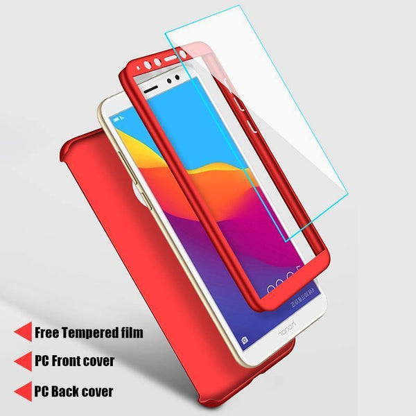 Planet Gates ZNP 360 Protection Case For Huawei Y5 Y6 Y7 2017 2018 Full Cover Phone Case For Huawei Y7 Y6 Prime Huawei Y7 Y6 Cases With Glass