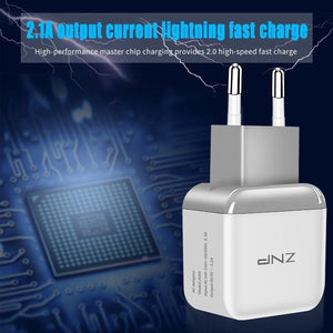 Planet Gates ZNP Dual 2 USB Charger For Honor 10 9 lite Mobile Phone EU Charger Plug Travel Wall Charger Adapter For One Plus 6 5T 5 Charger