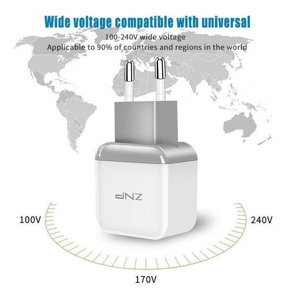Planet Gates ZNP Dual 2 USB Charger For Honor 10 9 lite Mobile Phone EU Charger Plug Travel Wall Charger Adapter For One Plus 6 5T 5 Charger