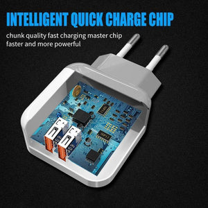 Planet Gates ZNP Dual 2 USB Charger For Honor 10 9 lite Mobile Phone EU Charger Plug Travel Wall Charger Adapter For One Plus 6 5T 5 Charger