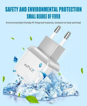 Planet Gates ZNP Dual 2 USB Charger For Honor 10 9 lite Mobile Phone EU Charger Plug Travel Wall Charger Adapter For One Plus 6 5T 5 Charger