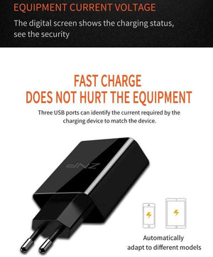 Planet Gates ZNP LED Digital 3 4 Ports USB Charger Universal EU Plug Wall Mobile Phone Charger For iPhone X 8 7 6 For Samsung S8 S9 Adapter