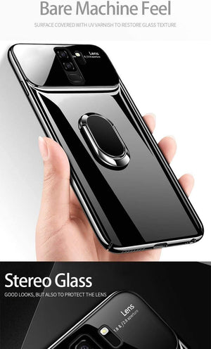 Planet Gates ZNP Luxury Ring Stand Case For Samsung Galaxy S9 Plus Slim PC + Glass Holoder Glossy Cover Cases For Samsung S9 Plus Phone Case