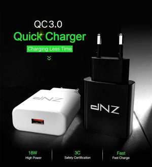 Planet Gates ZNP QC 3.0 Fast USB Charger USB Wall Universal Charger Adapter Mobile Phone Charger for iPhone 8 Tablet Charger For Samsung S8