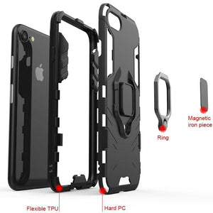 Planet Gates ZNP Shockproof Armor Stand Case For iphone 6 6s 7 Plus 5 5S With Holder Ring Cover Cases For iphone 7 8 X Plus SE Phone Cases