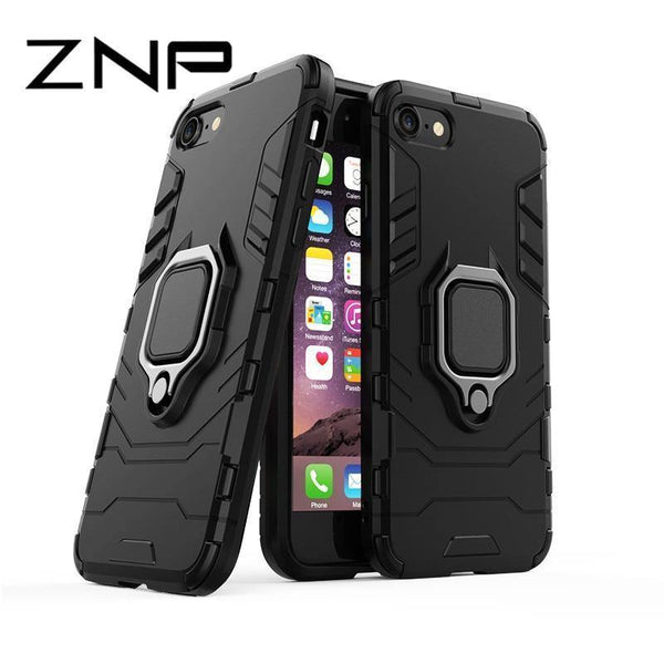 Planet Gates ZNP Shockproof Armor Stand Case For iphone 6 6s 7 Plus 5 5S With Holder Ring Cover Cases For iphone 7 8 X Plus SE Phone Cases