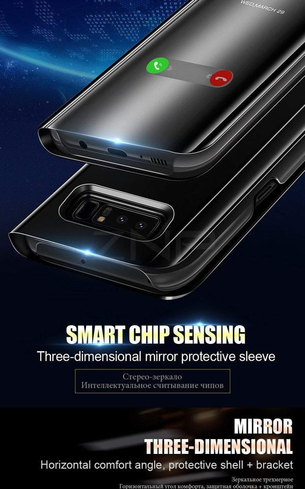 Planet Gates ZNP Smart Mirror Flip Phone Case For Samsung Galaxy S9 S8 S7 S6 Edge Plus A3 A5 A7 J3 J5 J7 2017 Clear View Cover J6 A6 A8 Cases