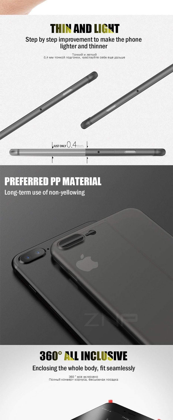 Planet Gates ZNP Ultra Thin Matte Phone Case For iPhone 6 6s 7 8 Plus 0.26mm Slim Full Cover Cases For iPhone X 8 7 Plus 6 6s Case Shell P30