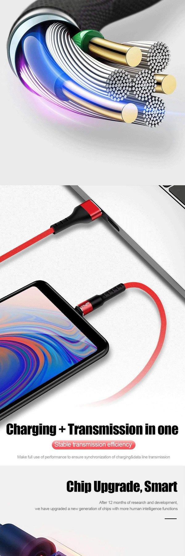Planet Gates ZNP USB Type C Cable Fast Charger Cable For Samsung Galaxy S9 S8 Huawei Mate 20 Pro Quick Charging USB Type-C Phone Charge Cable