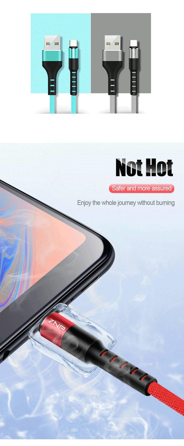 Planet Gates ZNP USB Type C Cable Fast Charger Cable For Samsung Galaxy S9 S8 Huawei Mate 20 Pro Quick Charging USB Type-C Phone Charge Cable