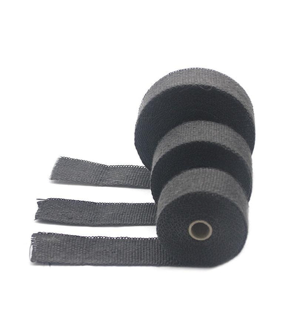 Planet Gates ZSDTRP 5cm*5M 10M 15M Titanium/Black Exhaust Heat Wrap Roll for Motorcycle Fiberglass Heat Shield Tape with Stainless Ties