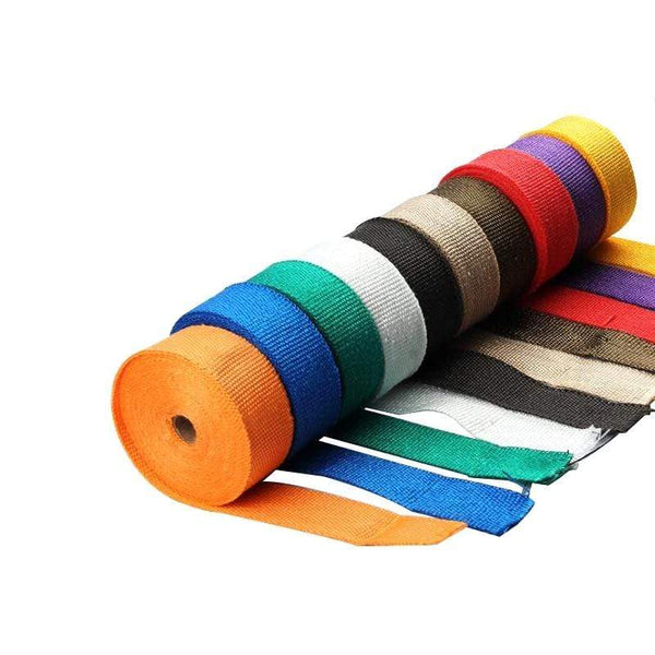 Planet Gates ZSDTRP 5cm*5M 10M 15M Titanium/Black Exhaust Heat Wrap Roll for Motorcycle Fiberglass Heat Shield Tape with Stainless Ties