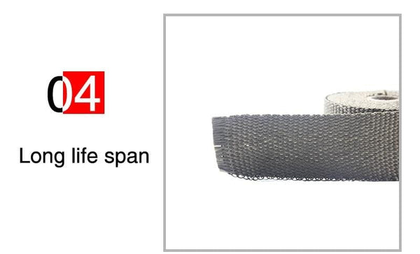 Planet Gates ZSDTRP 5cm*5M 10M 15M Titanium/Black Exhaust Heat Wrap Roll for Motorcycle Fiberglass Heat Shield Tape with Stainless Ties