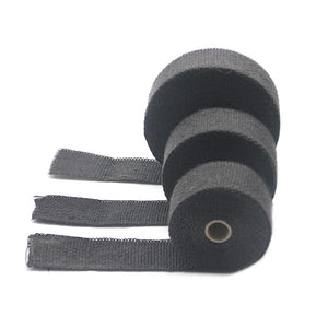 Planet Gates ZSDTRP 5cm*5M 10M 15M Titanium/Black Exhaust Heat Wrap Roll for Motorcycle Fiberglass Heat Shield Tape with Stainless Ties