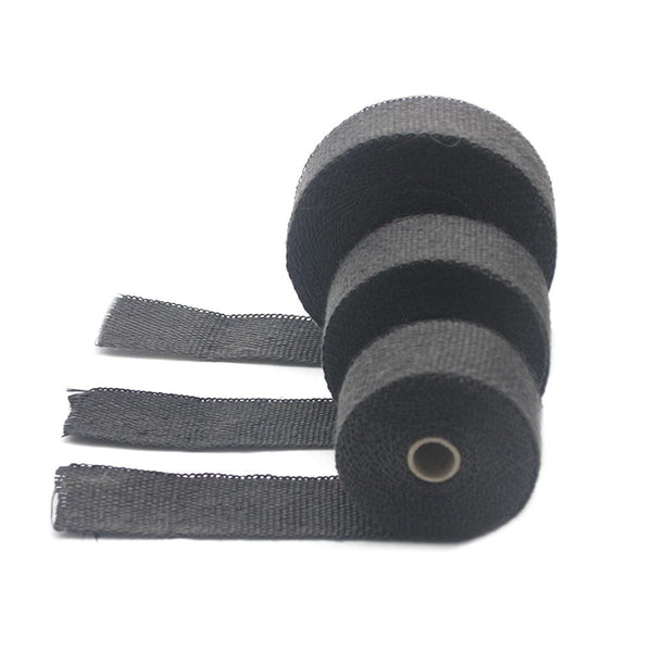 Planet Gates ZSDTRP 5cm*5M 10M 15M Titanium/Black Exhaust Heat Wrap Roll for Motorcycle Fiberglass Heat Shield Tape with Stainless Ties