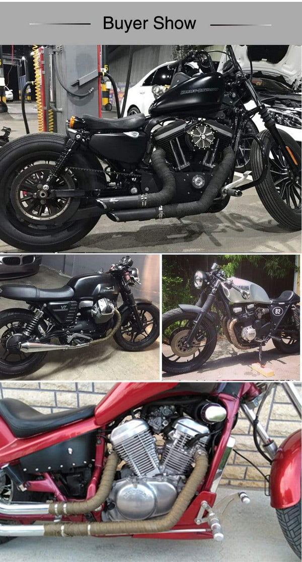 Planet Gates ZSDTRP 5cm*5M 10M 15M Titanium/Black Exhaust Heat Wrap Roll for Motorcycle Fiberglass Heat Shield Tape with Stainless Ties